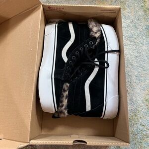 Vans Faux Fur Leopard Lined Platform High Tops